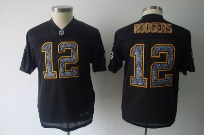 Youth Green Bay Packers 12 Aaron Rodgers Black United Sideline jerseys