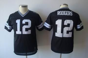 youth Green Bay Packers 12 Aaron Rodgers full black jerseys