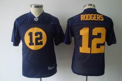 youth Green Bay Packers 12 Aaron Rodgers Third Jerseys Blue