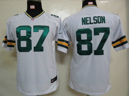 Youth Nike Green Bay Packers 87 Jordy Nelson White Jerseys
