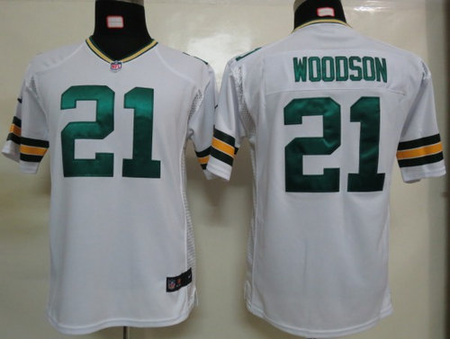Youth Nike Green Bay Packers 21 Charles Woodson White Jerseys