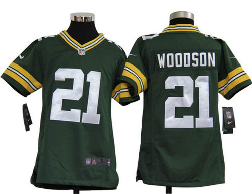 Youth Nike Green Bay Packers 21 Charles Woodson Green Jerseys