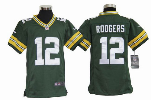 Youth Nike NFL Green Bay Packers 12# Aaron Rodgers Green Jerseys