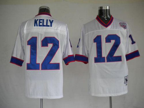 Buffalo Bills 12 kelly white Throwback Jerseys