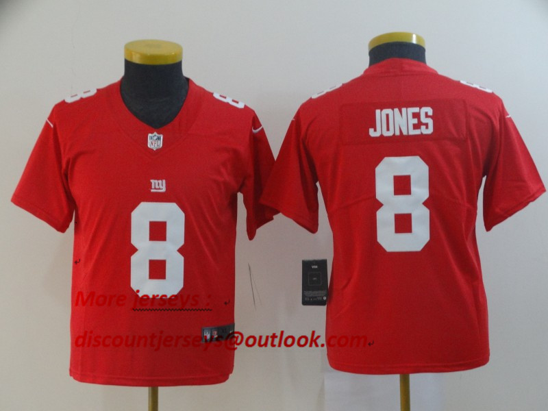 Youth Giants 8 Daniel Jones Red Youth Inverted Legend Limited Jersey