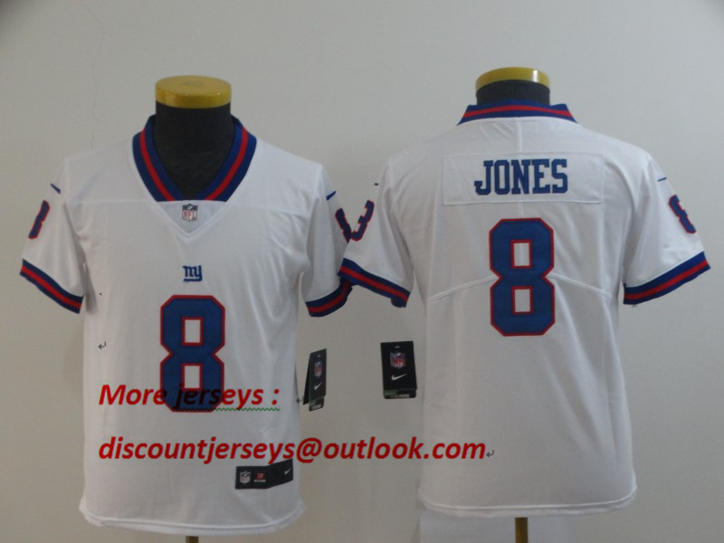 Youth Giants 8 Daniel Jones White Youth Color Rush Limited Jersey