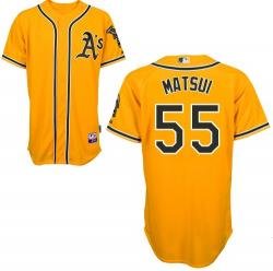 MLB Oakland Athletics 55# Matsui yellow Cool Base Jerseys