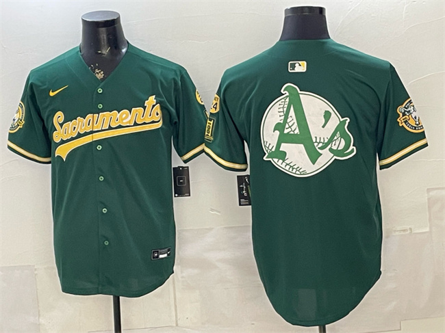 Men's Oakland Athletics Team Big Logo 2026 Green Alternate Sacramento Celebrating 125 Years Vapor Limited Stitched Baseball Jerseys 001