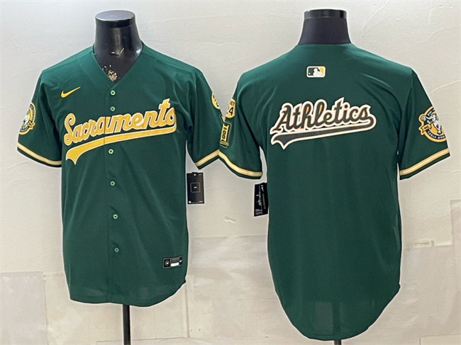 Men's Oakland Athletics Team Big Logo 2026 Green Alternate Sacramento Celebrating 125 Years Vapor Limited Stitched Baseball Jerseys