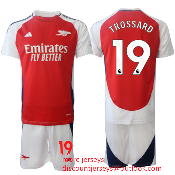 Men's Arsenal F.C #19 Leandro Trossard Red 24 25 Home Soccer Jersey Suit