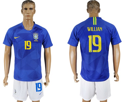 Brazil #19 Willian Away Soccer Country Jersey
