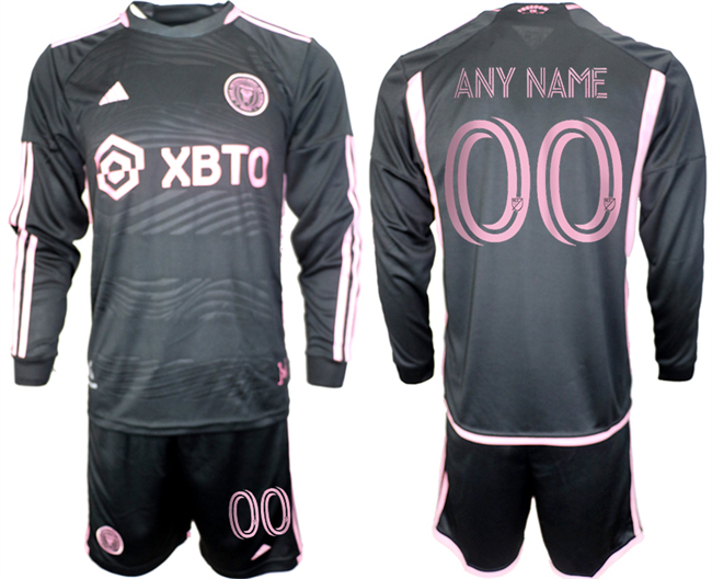 Men's Inter Miami CF Custom 2023 24 Black Away Soccer Jersey Suit