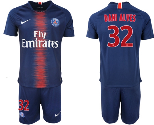 Paris Saint-Germain #32 Dani Alves Home Soccer Club Jersey