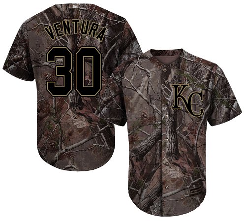 Royals #30 Yordano Ventura Camo Realtree Collection Cool Base Stitched Baseball Jersey