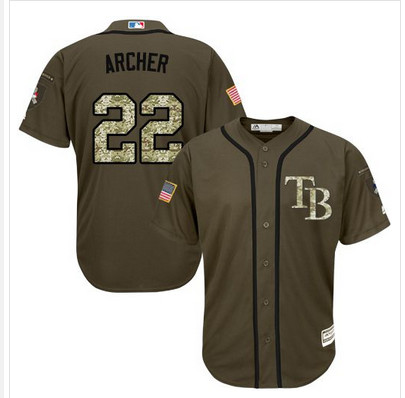 Rays #22 Chris Archer Green Salute to Service Stitched MLB Jersey