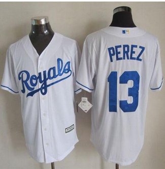 Kansas City Royals #13 Salvador Perez White New Cool Base Stitched Baseball Jersey