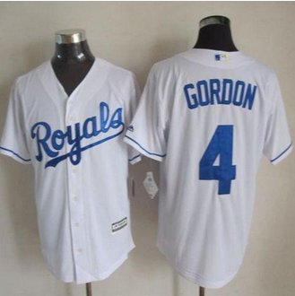 Kansas City Royals #4 Alex Gordon White New Cool Base Stitched Baseball Jersey