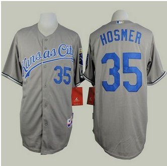 Kansas City Royals #35 Eric Hosmer Grey Road Cool Base Stitched Baseball Jersey