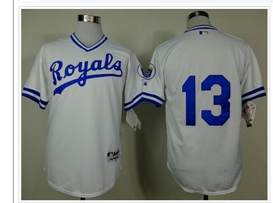 Kansas City Royals #13 Salvador Perez White 1974 Turn Back The Clock Stitched Baseball Jersey