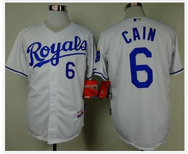 Kansas City Royals #6 Lorenzo Cain White Cool Base Stitched Baseball Jersey