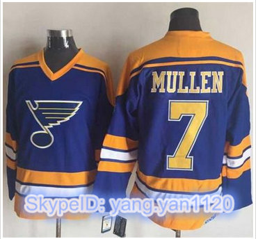 St.Louis Blues #7 Joe Mullen Light Blue Yellow CCM Throwback Stitched NHL Jersey