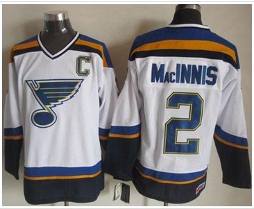 St Louis Blues #2 Al MacInnis White Navy CCM Throwback Stitched NHL Jersey