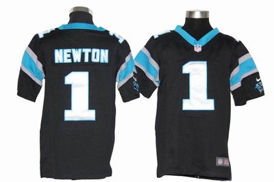 Kids Nike NFL Carolina Panthers 1 Cam Newton Black Jerseys