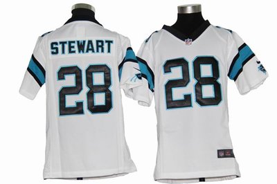 Youth Nike NFL Carolina Panthers 28 Jonathan Stewart White Jerseys