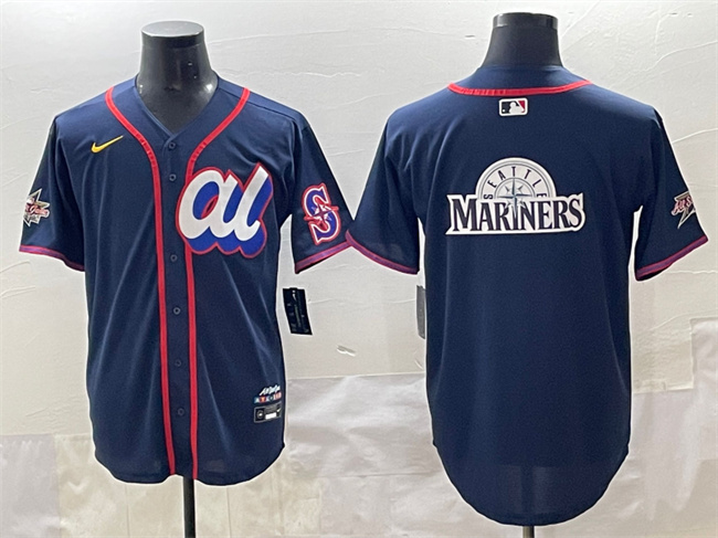 Men's American League Seattle Mariners Team Big Logo Navy 2025 All-Star Edition Limited Stitched Baseball Jersey 001