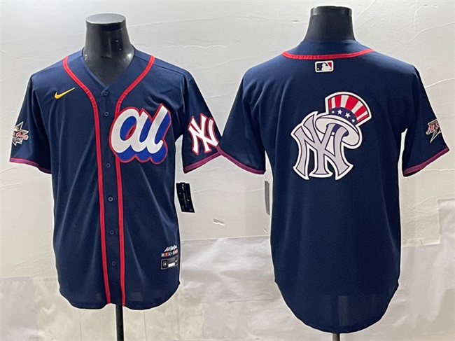 Men's American League New York Yankees Team Big Logo Navy 2025 All-Star Edition Limited Stitched Baseball Jersey 003