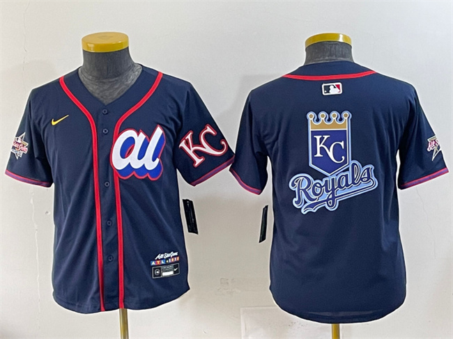Youth American League Kansas City Royals Team Big Logo Navy 2025 All-Star Edition Limited Stitched Baseball Jersey 3