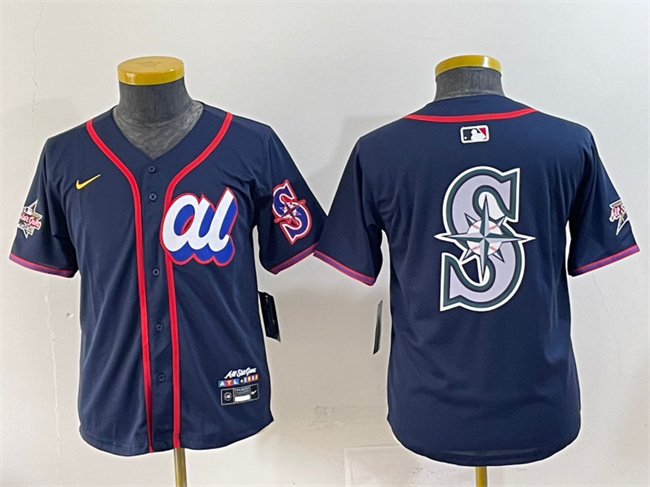 Youth American League Seattle Mariners Team Big Logo Navy 2025 All-Star Edition Limited Stitched Baseball Jersey 2