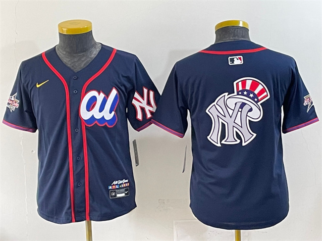 Youth American League New York Yankees Team Big Logo Navy 2025 All-Star Edition Limited Stitched Baseball Jersey 1