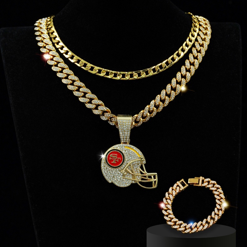 49ers Pendant and 2 Necklaces Gold