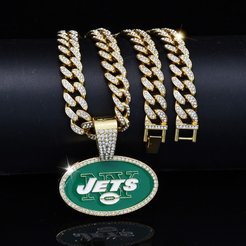 Jets Pendant and Necklace Gold