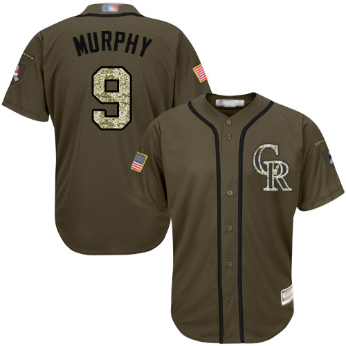 Rockies #9 Daniel Murphy Green Salute to Service Stitched Baseball Jersey