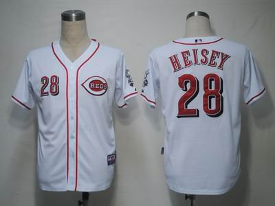 MLB Jerseys Cincinnati Reds 28 Heisey White Cool Base jersey