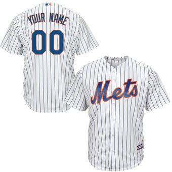 Youth New York Mets Majestic White Home Custom Cool Base Jersey