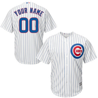 Youth Chicago Cubs Majestic White Home Custom Cool Base Jersey