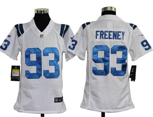 Youth Nike NFL Indianapolis Colts 93 Dwight Freeney White Jerseys