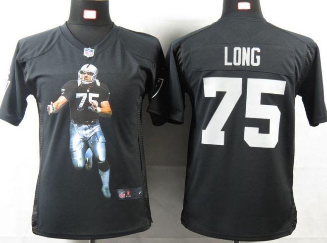 Nike Raiders #75 Howie Long Black Team Color Youth Portrait Fashion NFL Game Jersey
