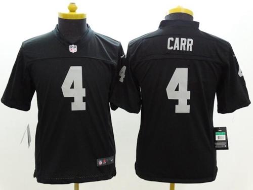 Nike Raiders #4 Derek Carr Black Team Color Youth Stitched NFL Limited Jersey