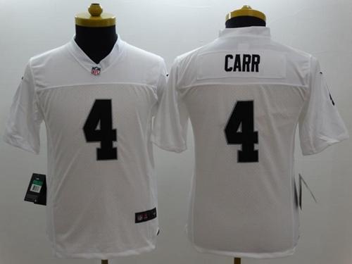 Nike Raiders #4 Derek Carr White Youth Stitched NFL Limited Jersey