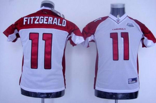 Youth Arizona Cardinals 11 Larry Fitzgerald white Super Bowl XLIII Jerseys