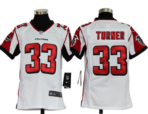 Youth Nike NFL Atlanta Falcons 33 Michael Turner White jerseys