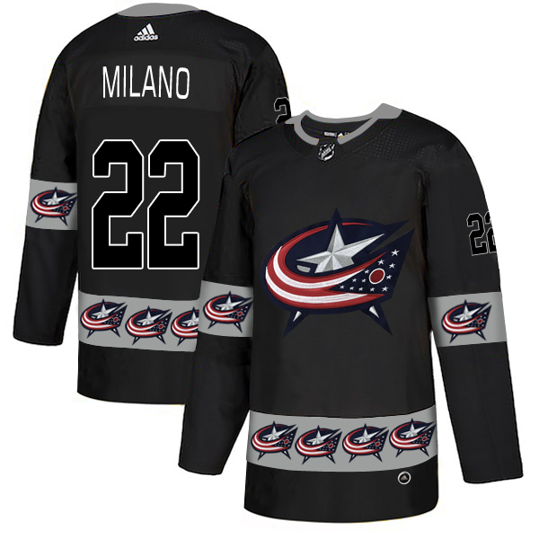 Blue Jackets 22 Sonny Milano Black Team Logos Fashion Adidas Jersey