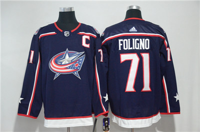 Blue Jackets 71 Nick Foligno Navy Adidas Jersey