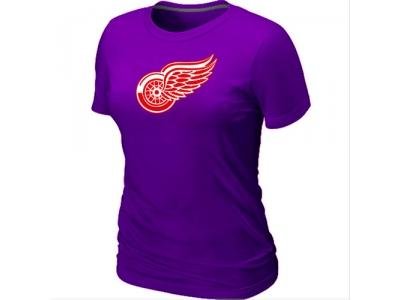 Women NHL Detroit Red Wings Big & Tall Logo Purple T-Shirt