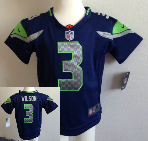 Kids Russell Wilson Seattle Seahawks #3 Blue Stitched Nike Game Jersey