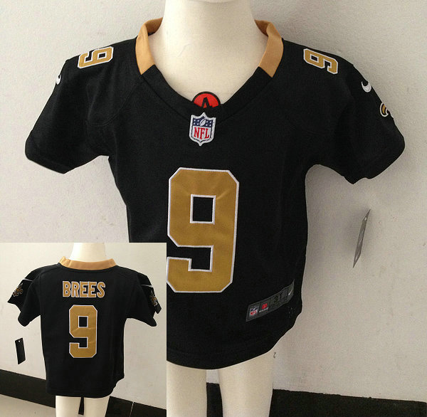 Kids Drew Brees New Orleans Saints #9 Black Nike Game Jersey
